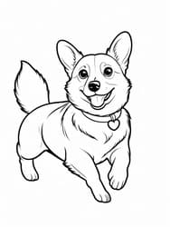 Corgi with Collar Sitting Pose coloring preview